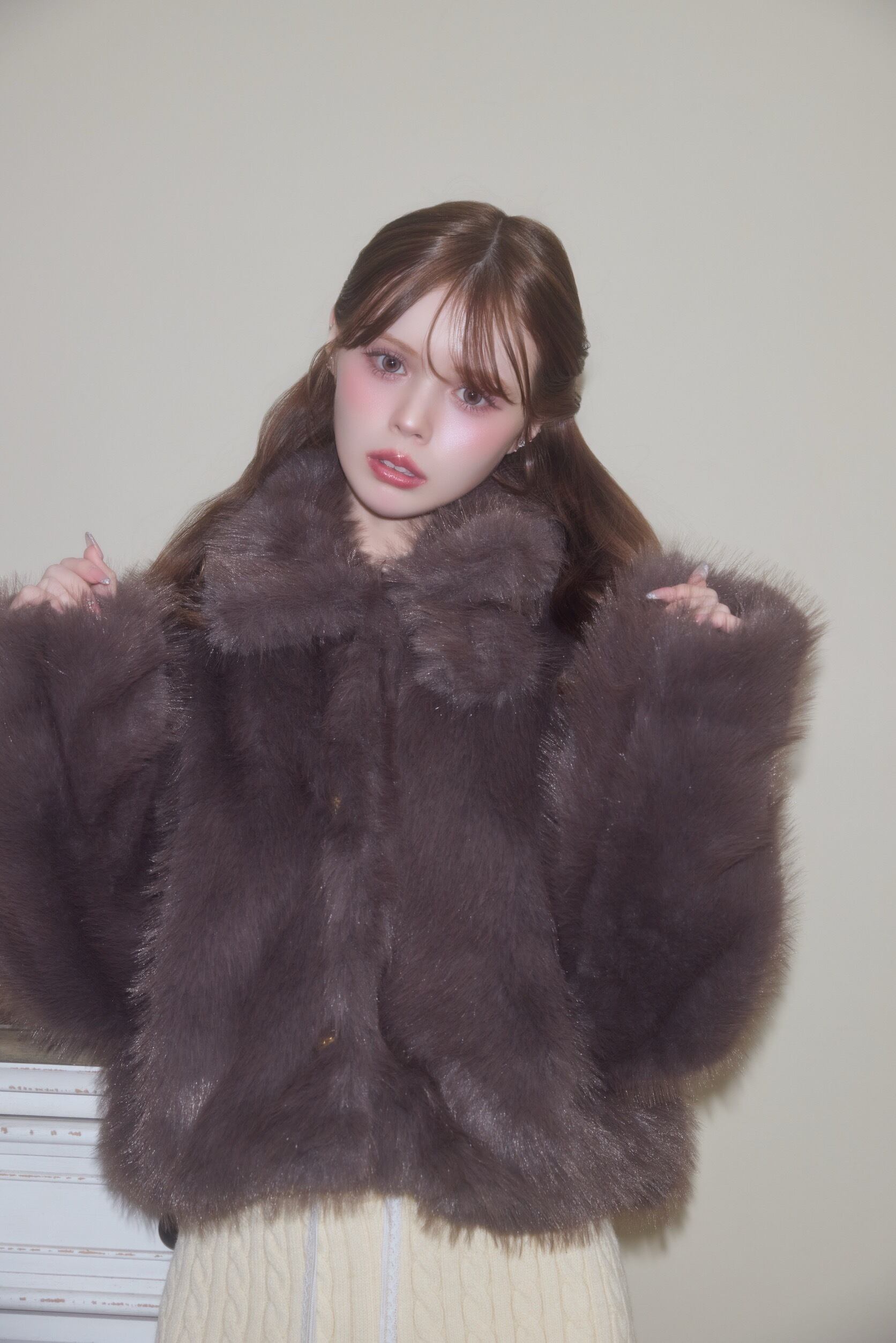 2way fluffy fur coat | Désir et Raison