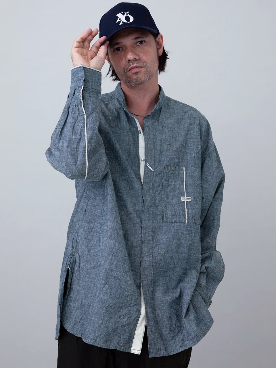 EGO TRIPPING (エゴトリッピング) AKAMIMISHIRTS 赤ミミオフィサーシャツ / INDIGO 616612-59