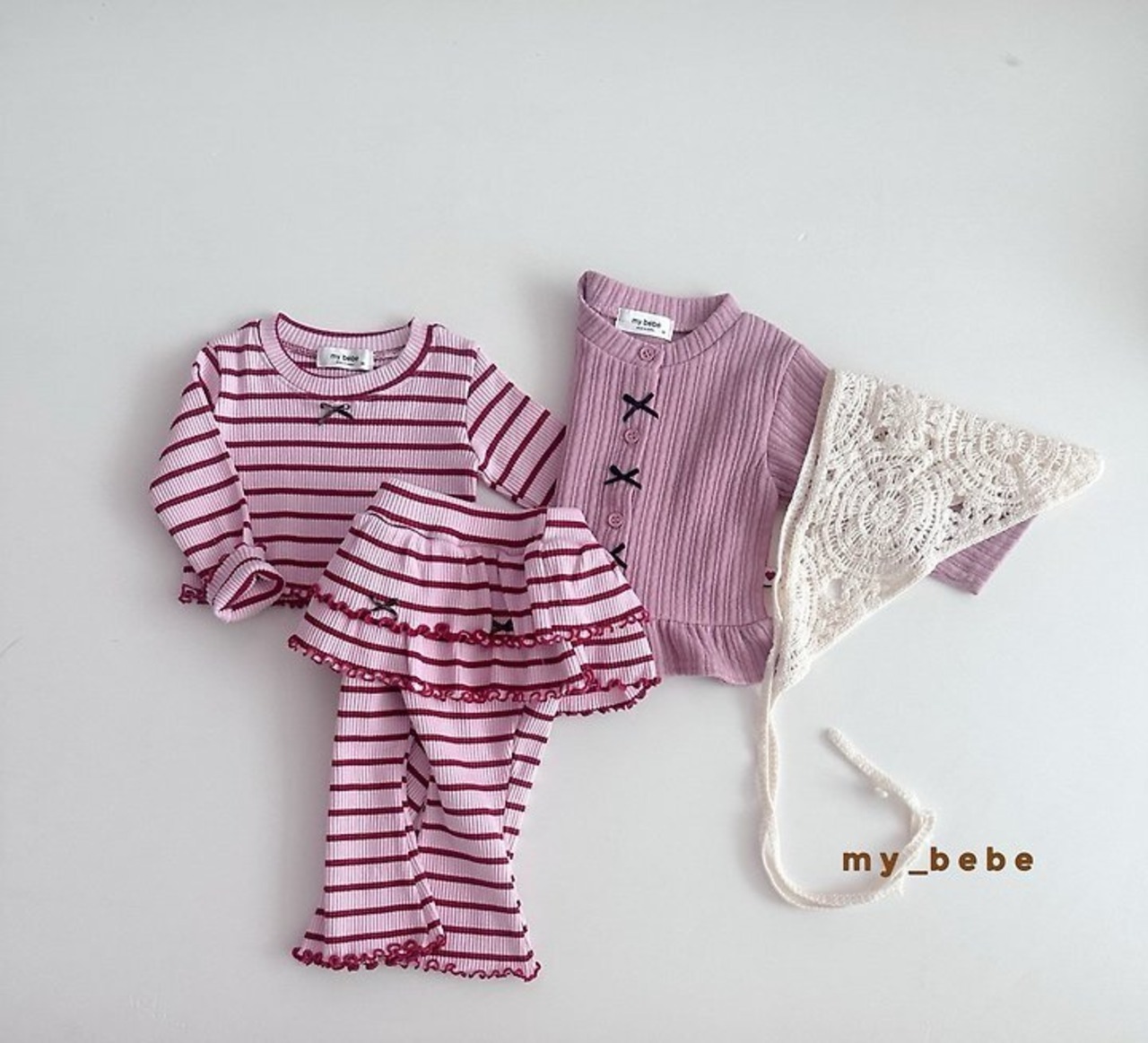 韓国子供服 / Mybebe / 2段リボンカンカンパンツ *XS~XL*