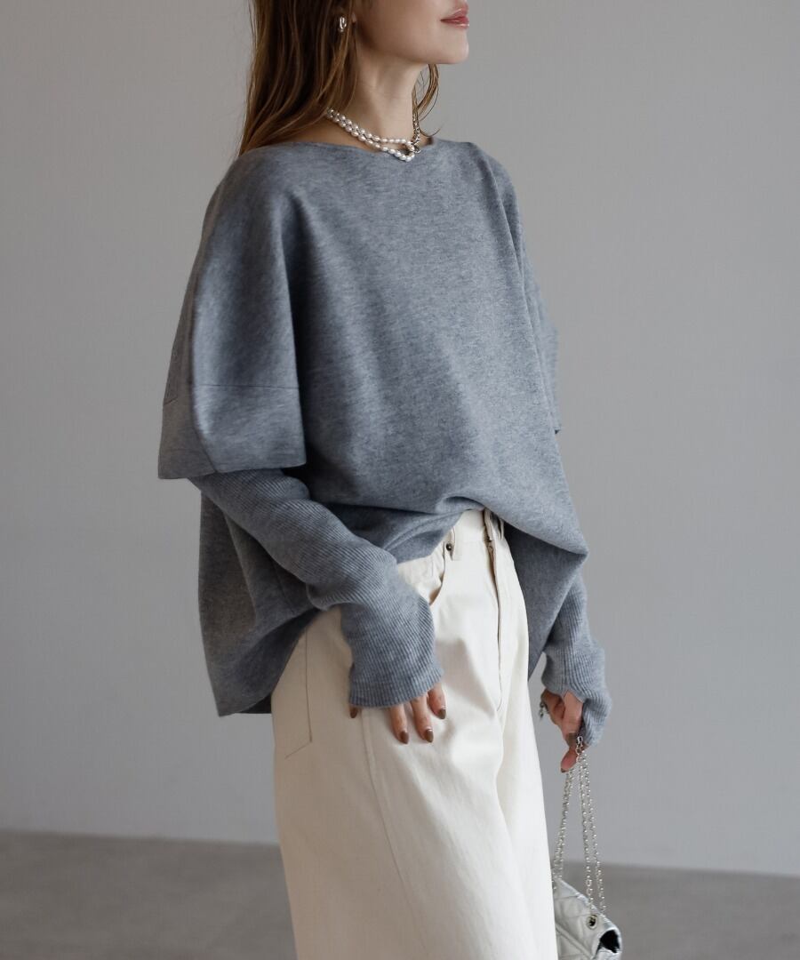 アームウォーマー付き構築スリーブニット【t-10630】.