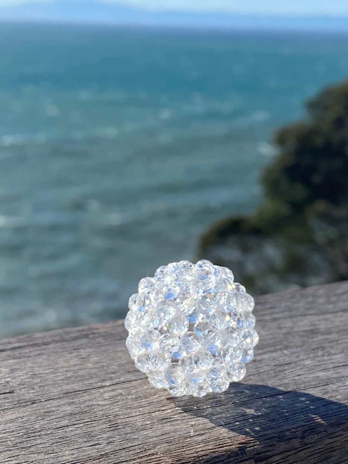 神聖幾何学フラーレン 天然水晶AAA 4mm玉32面カット 直径約3cm 