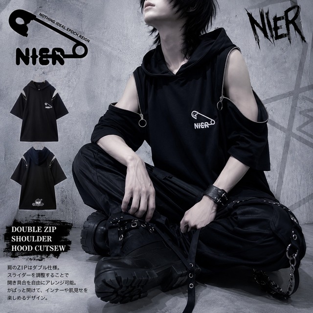《8/15日目玉大特価66%OFF》DOUBLE ZIP SHOULDER HOOD CUTSEW【NIER TAIL】