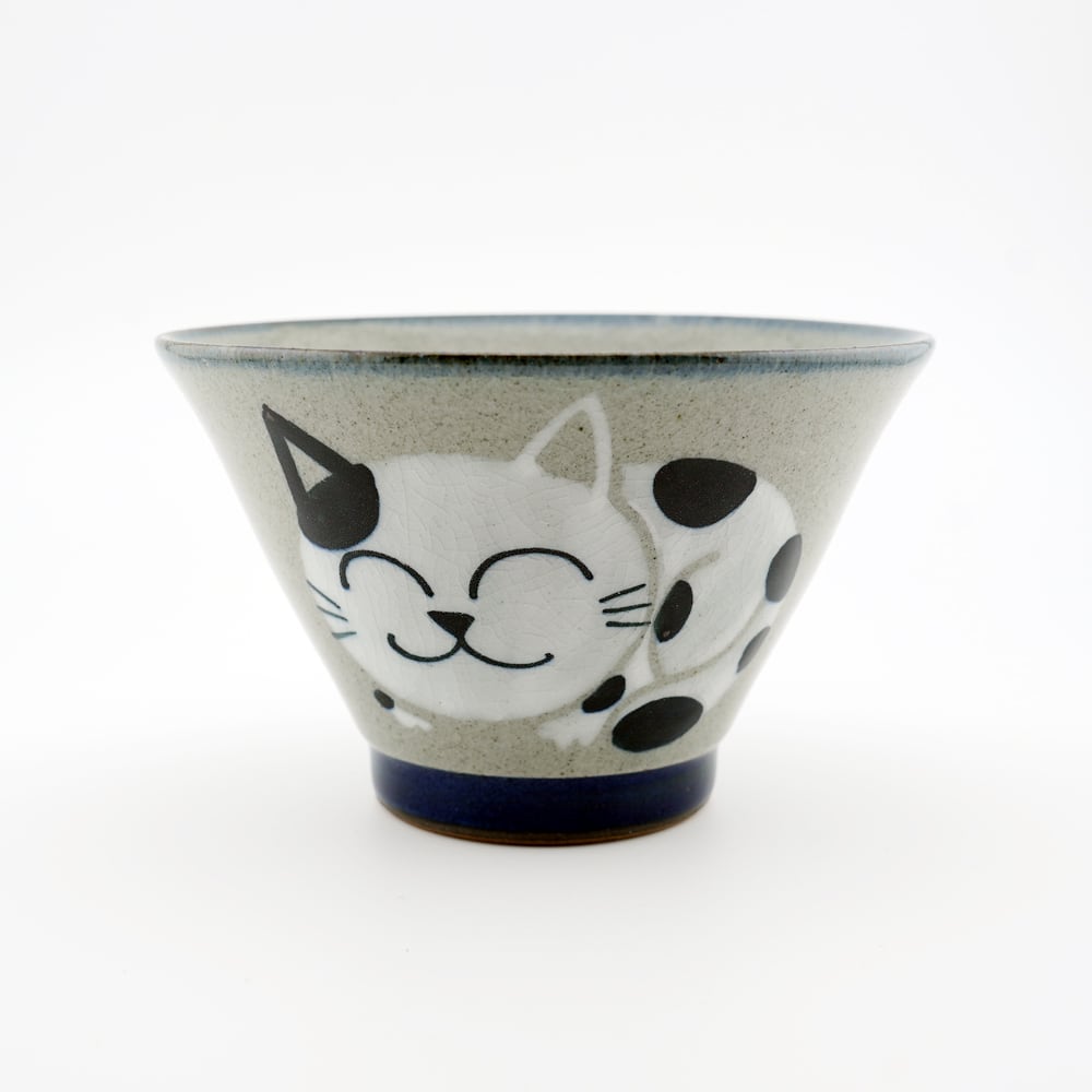 猫飯椀(スマイルキャッツ茶碗)青 | マスノヤ衣料品店・マスノヤ猫雑貨店