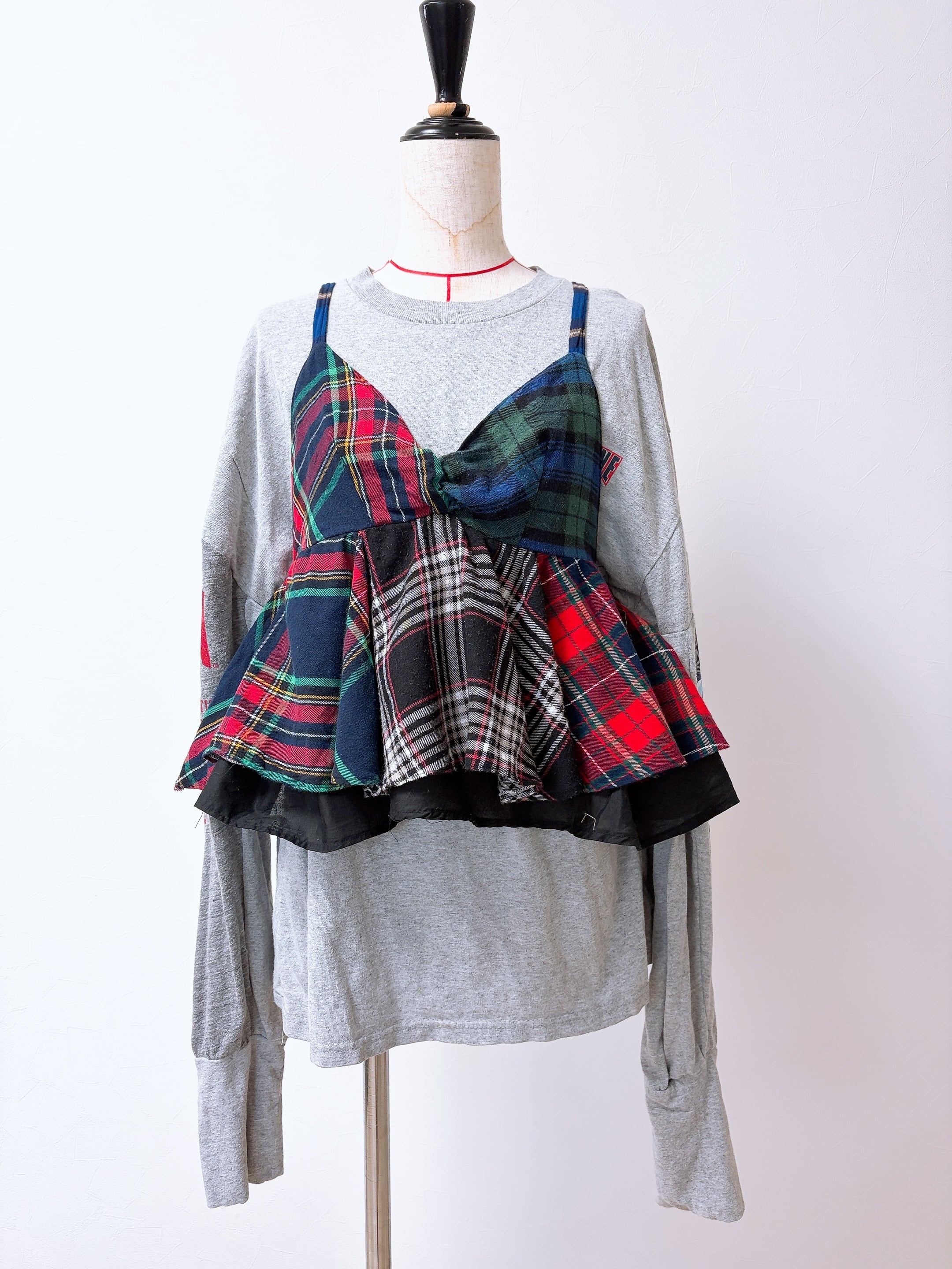 再販!Flannel check bustier