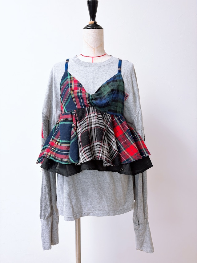 再販!Flannel check bustier