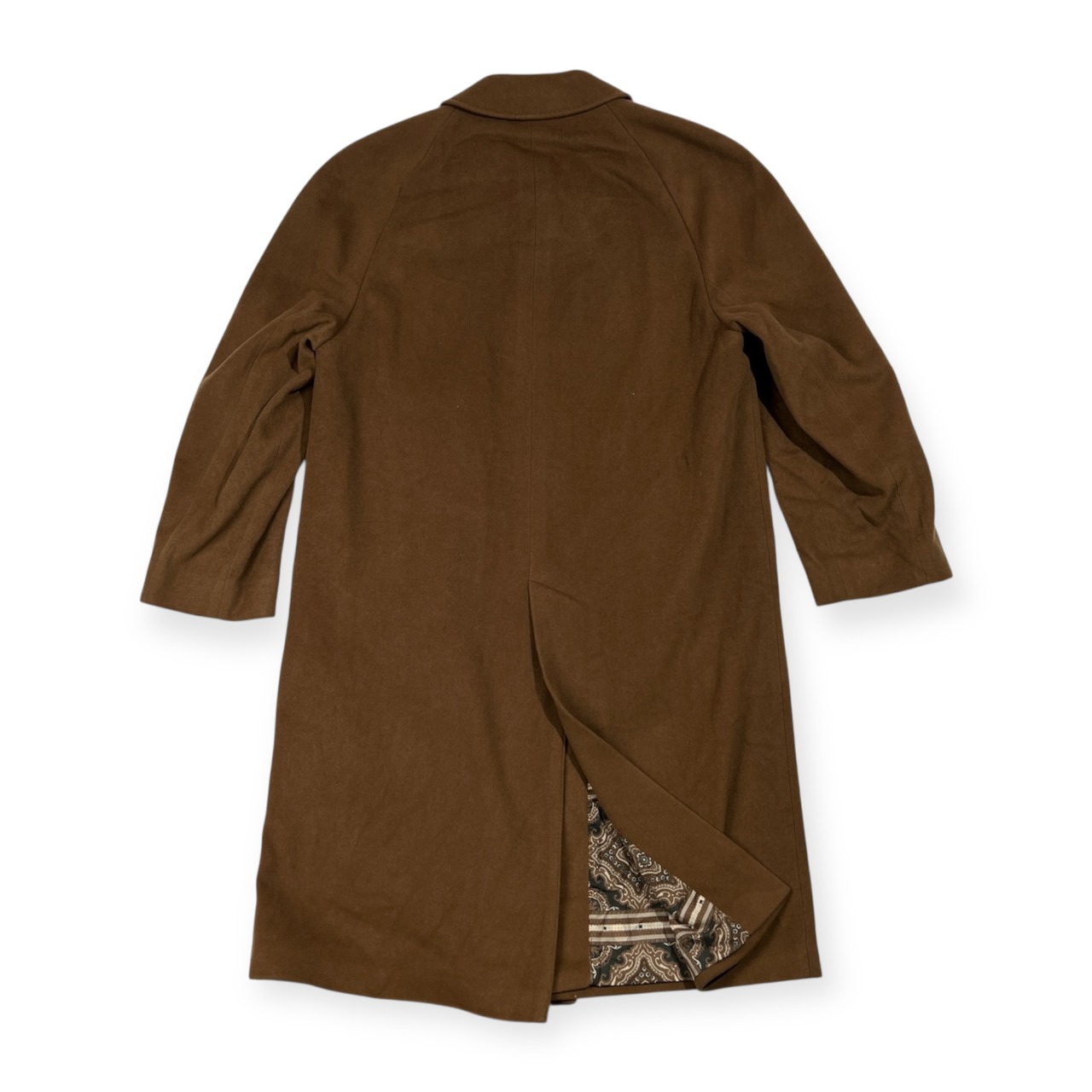 カシミヤ100％ ドイツ製 高級 KONIGLICH 裏地総柄 ロング コート 比翼 ステンカラー サイズ S /キャメル/メンズ/カシミア