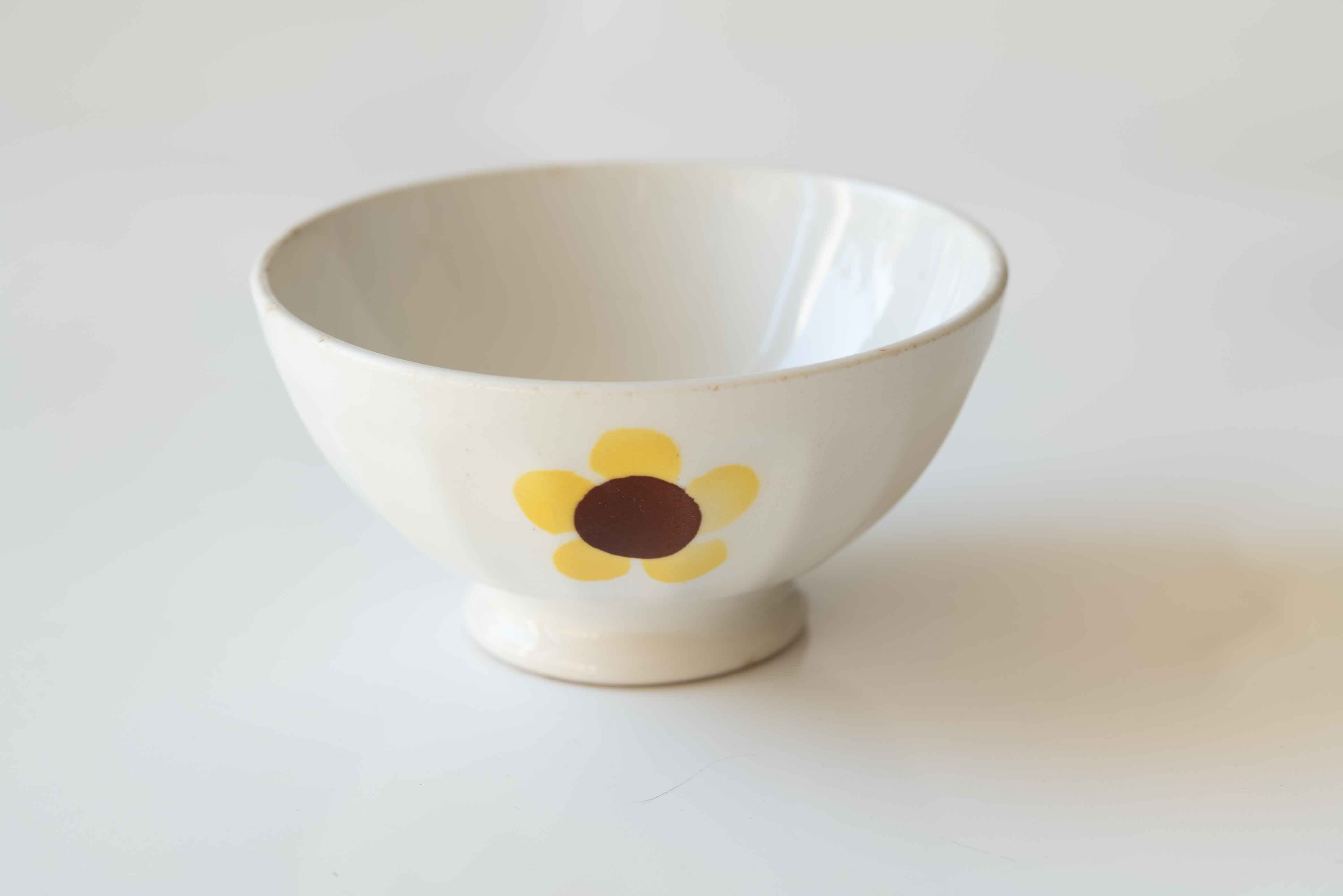 ミニ カフェオレボウル その9 Lunevilleリュネヴィル(刻印なし) サイズ7 黄色のお花柄