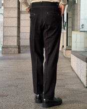 【深藍立端】デニムライク・2プリーツスラックス