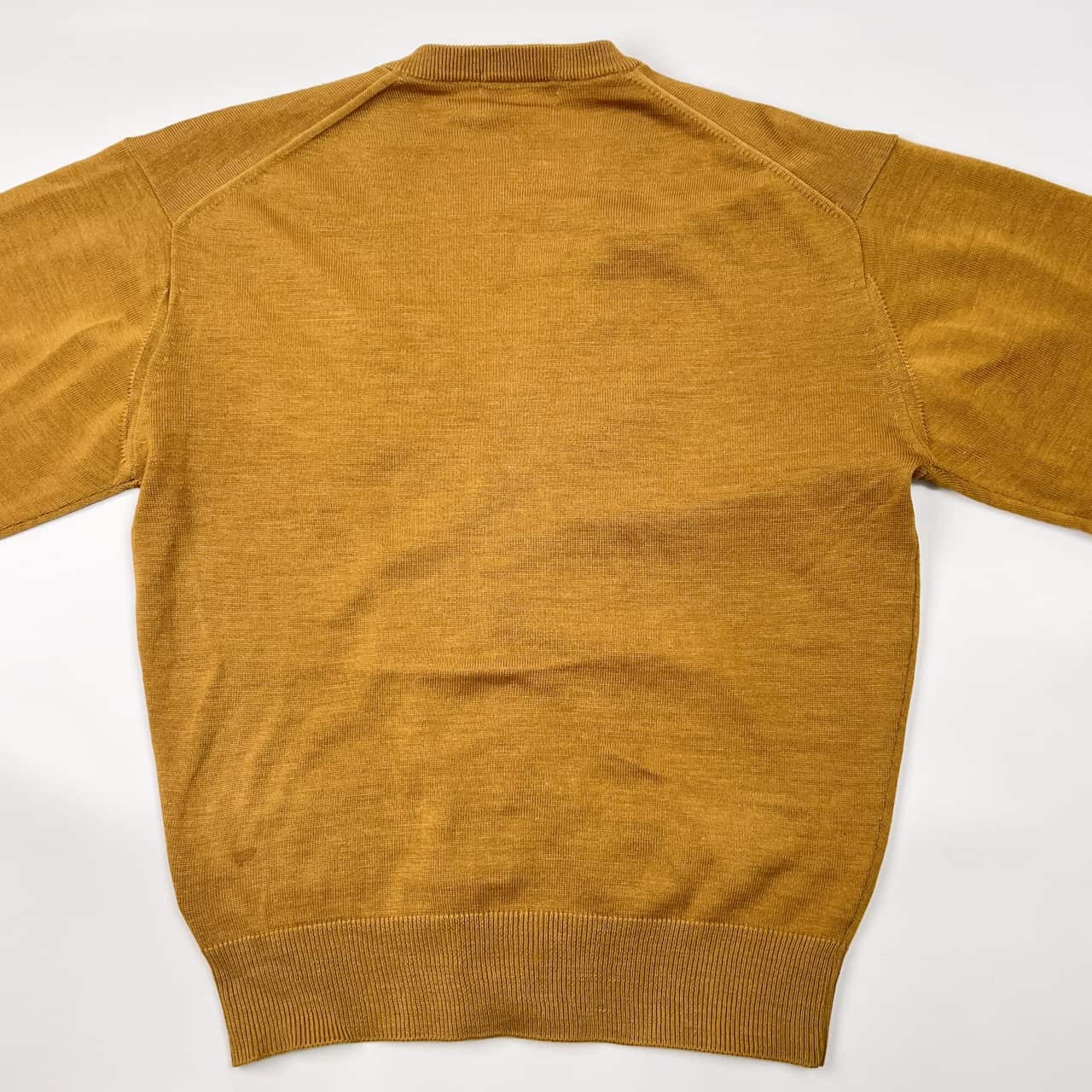90s リネン混 Yves Saint Laurent イヴサンローラン Vネック ハイゲージ 長袖 ウール ニット カーディガン M/マスタード メンズ