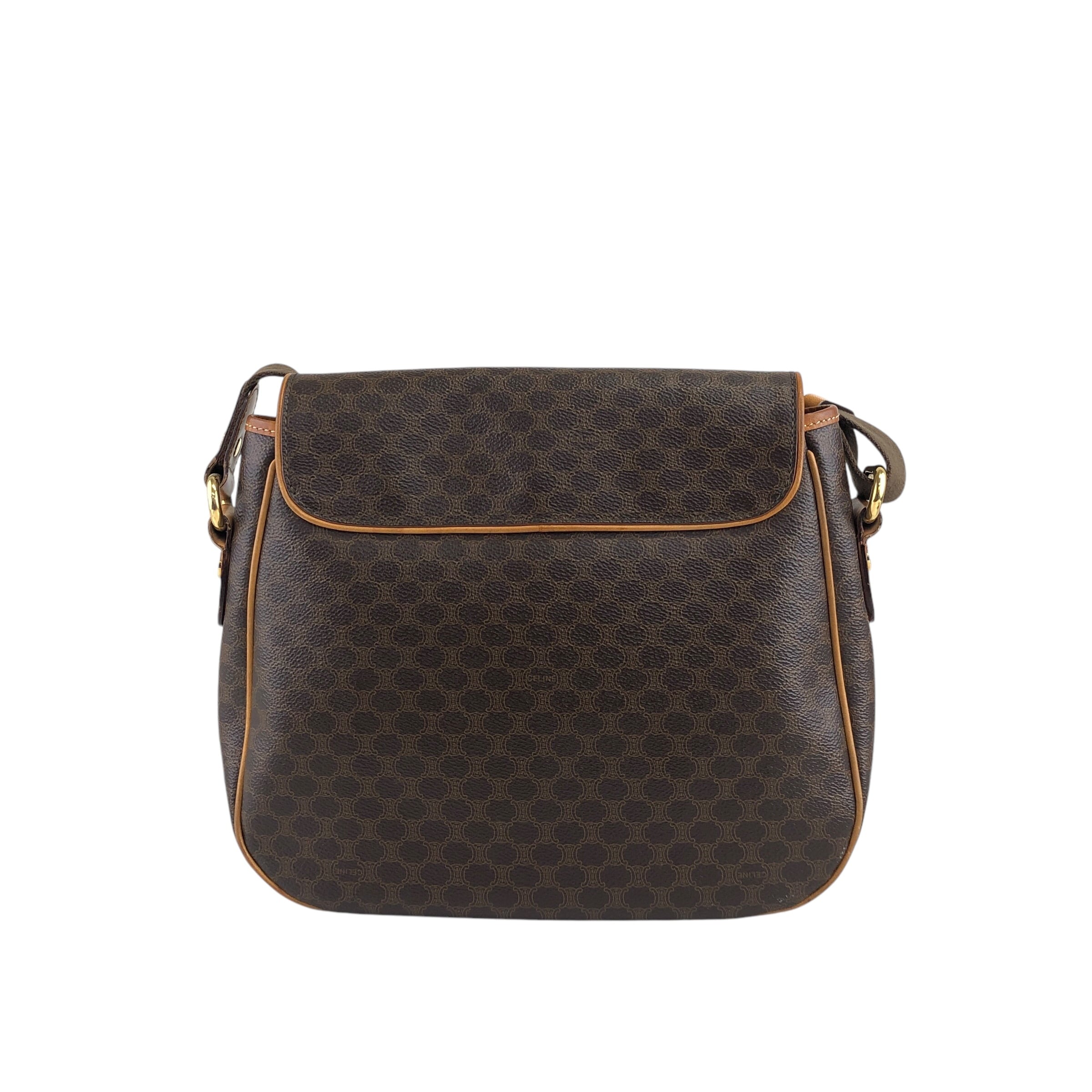 ★CELINE セリーヌ マカダム  ショルダーバッグ ブラウン  PVC ダブルポケット a3bmb4 CELINE セリーヌ マカダム ショルダーバッグ ブラウン PVC ダブル