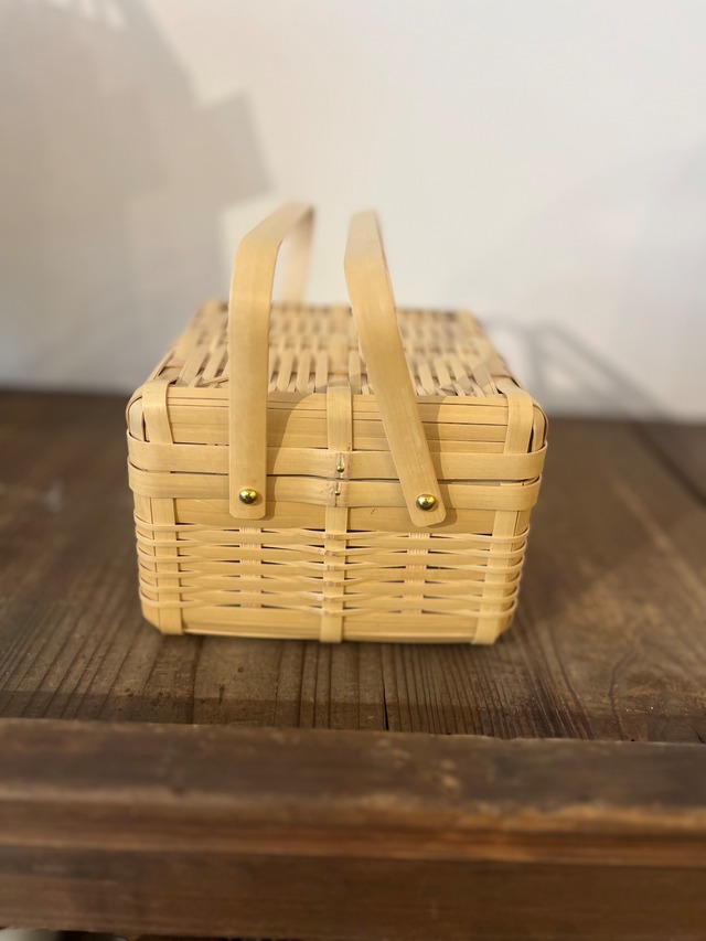 豆腐カゴ　蓋あり角もの　一段正方形　取って付き　鹿児島　伝統工芸品