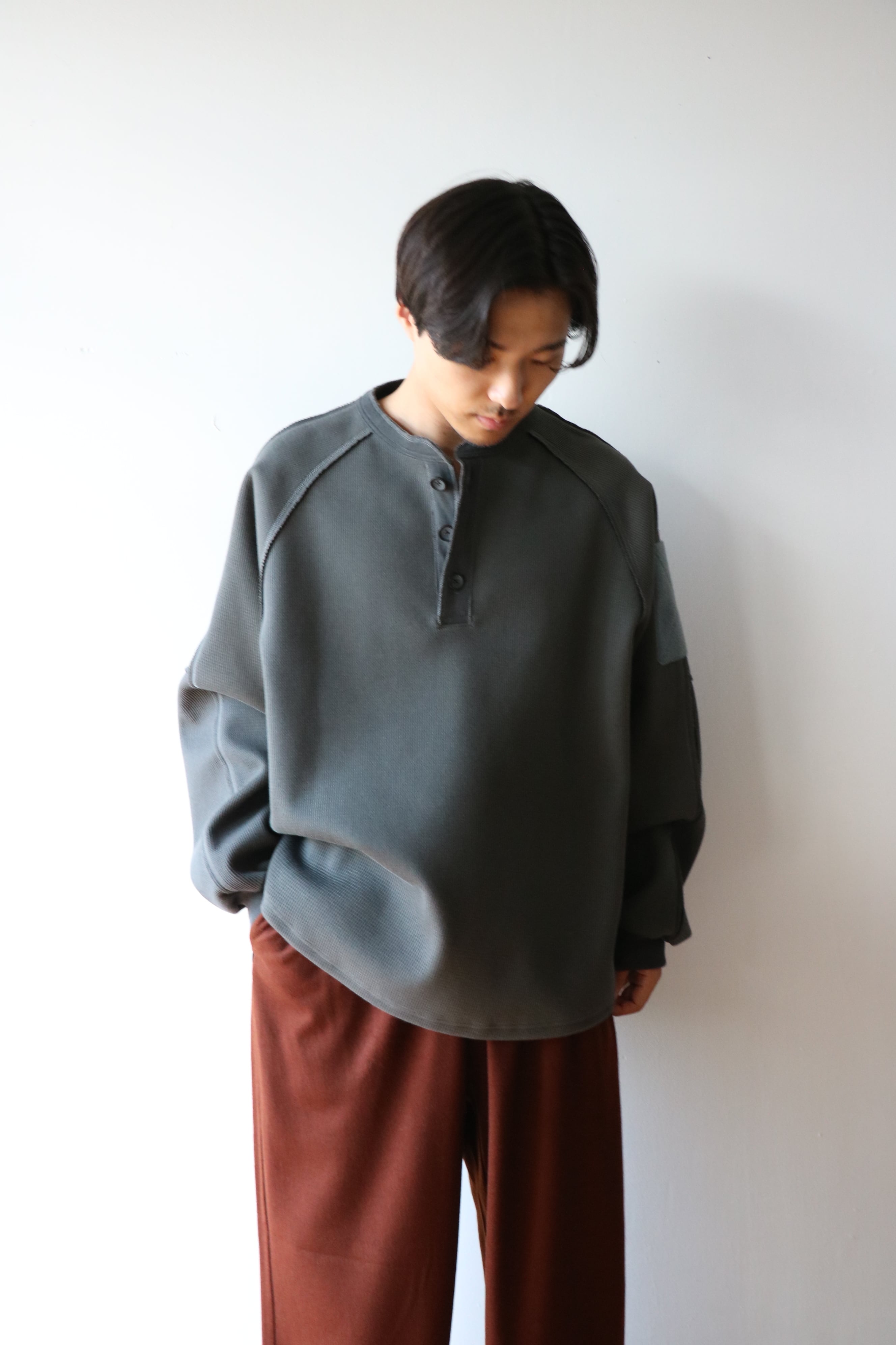 elephant tribal fabrics -Modern Thermal Henley Neck- / E02-THE25F / エレファブ サーマルヘンリーネック