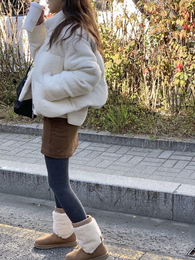 (verveine) bigben alpaca tweed duck down short padding / 2color