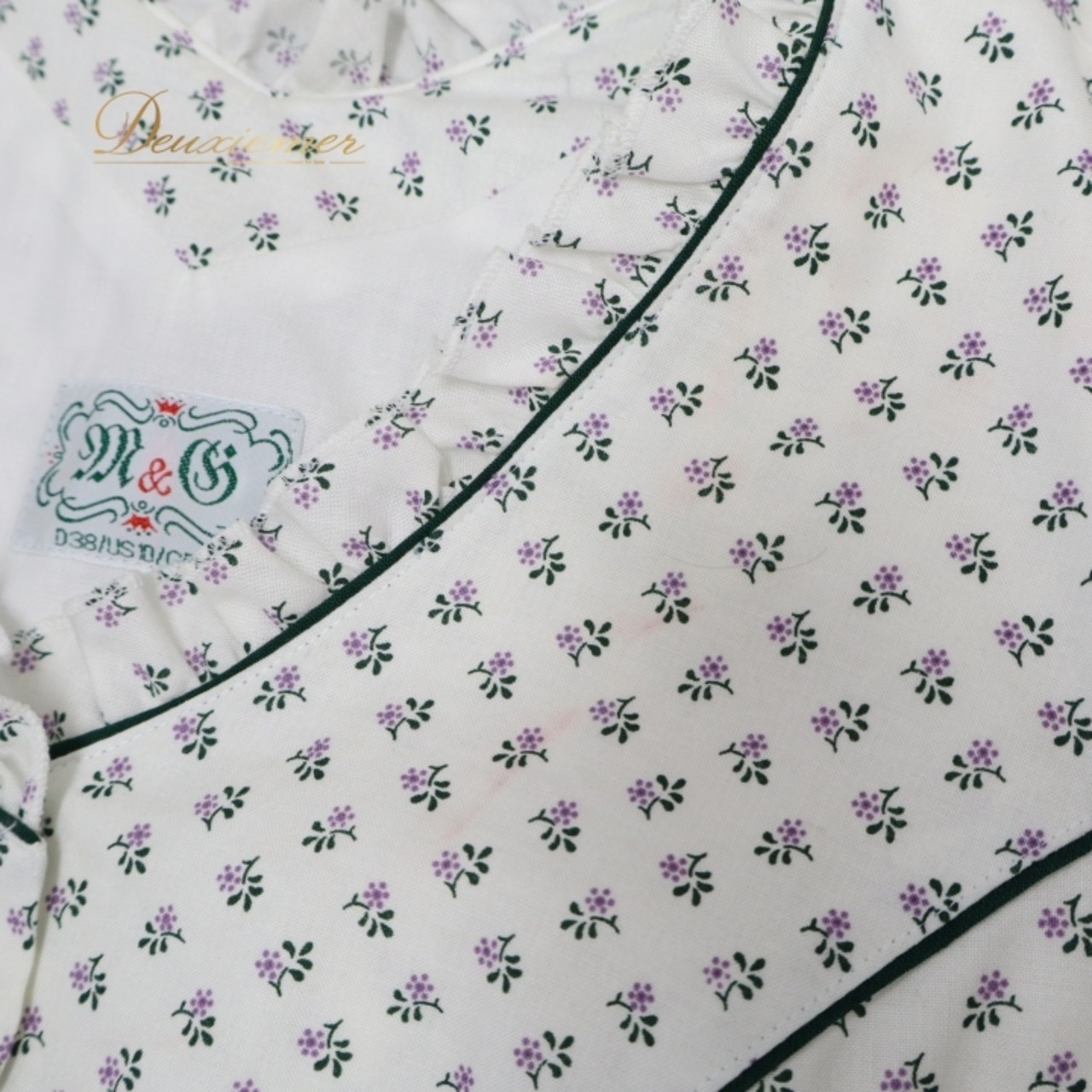 フォークダンス 衣装 ワンピース ドレス ホワイト系 花柄 小花柄 白 紫 緑 フリル リボン チロリアン カントリー ボタン かわいい 華やか 爽やか ダンス衣装 イベント ステージ パープル系 グリーン系