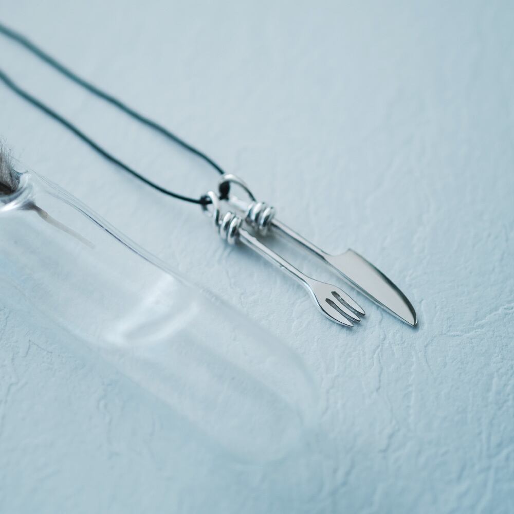 フォーク & ナイフ ミニチュア コード ネックレス シルバー925