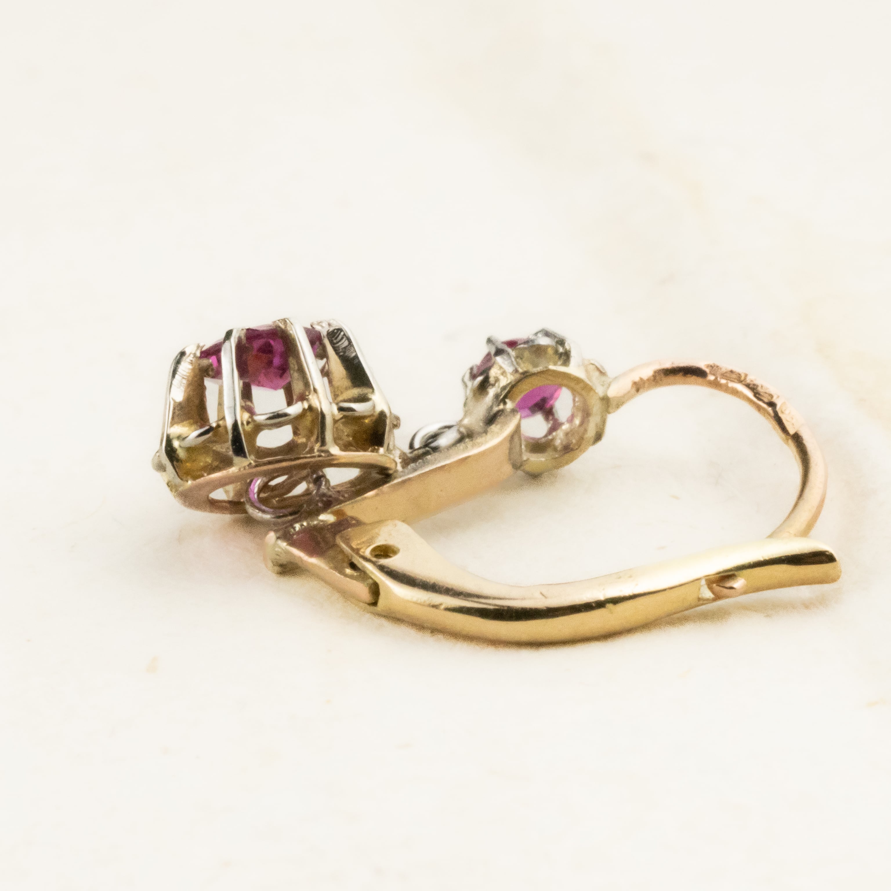 フランス ドルムーズ スリーパーズ ピアス ルビー K18 アンティーク