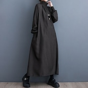 ハイネック バルーン ロングワンピース 00104