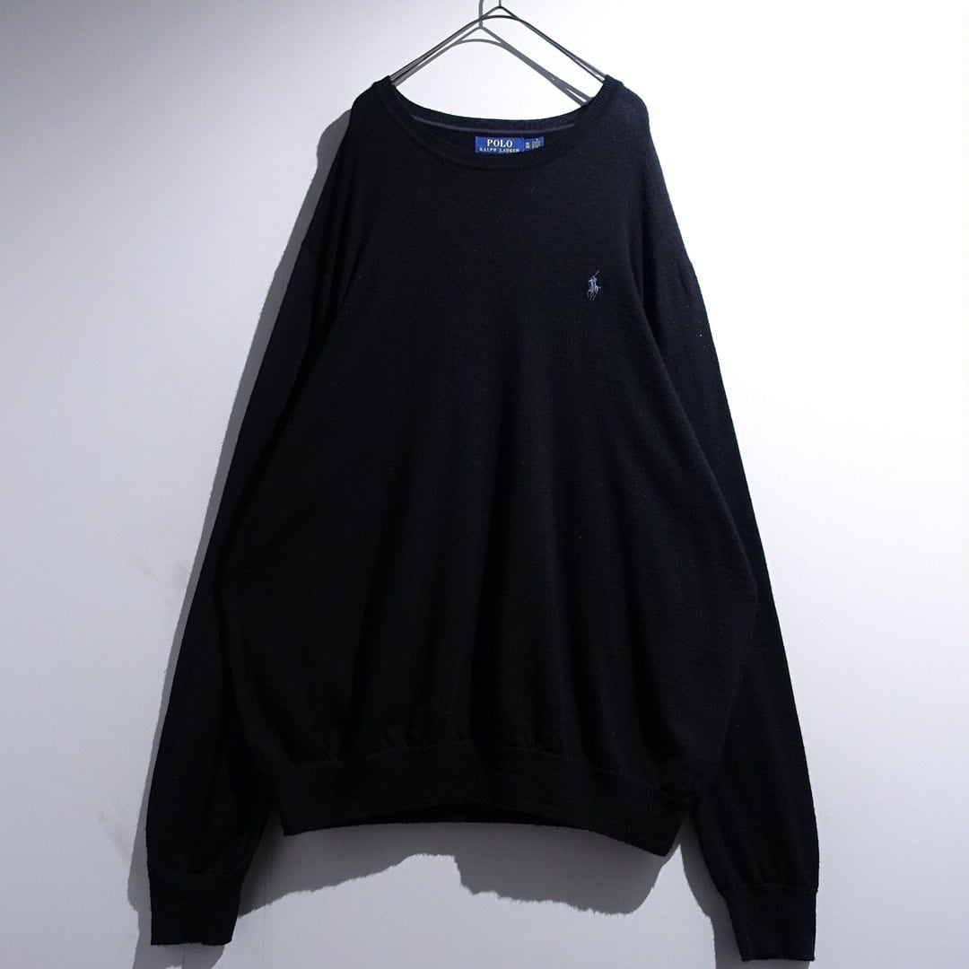 "Ralph Lauren" Black Merino Wool Knit