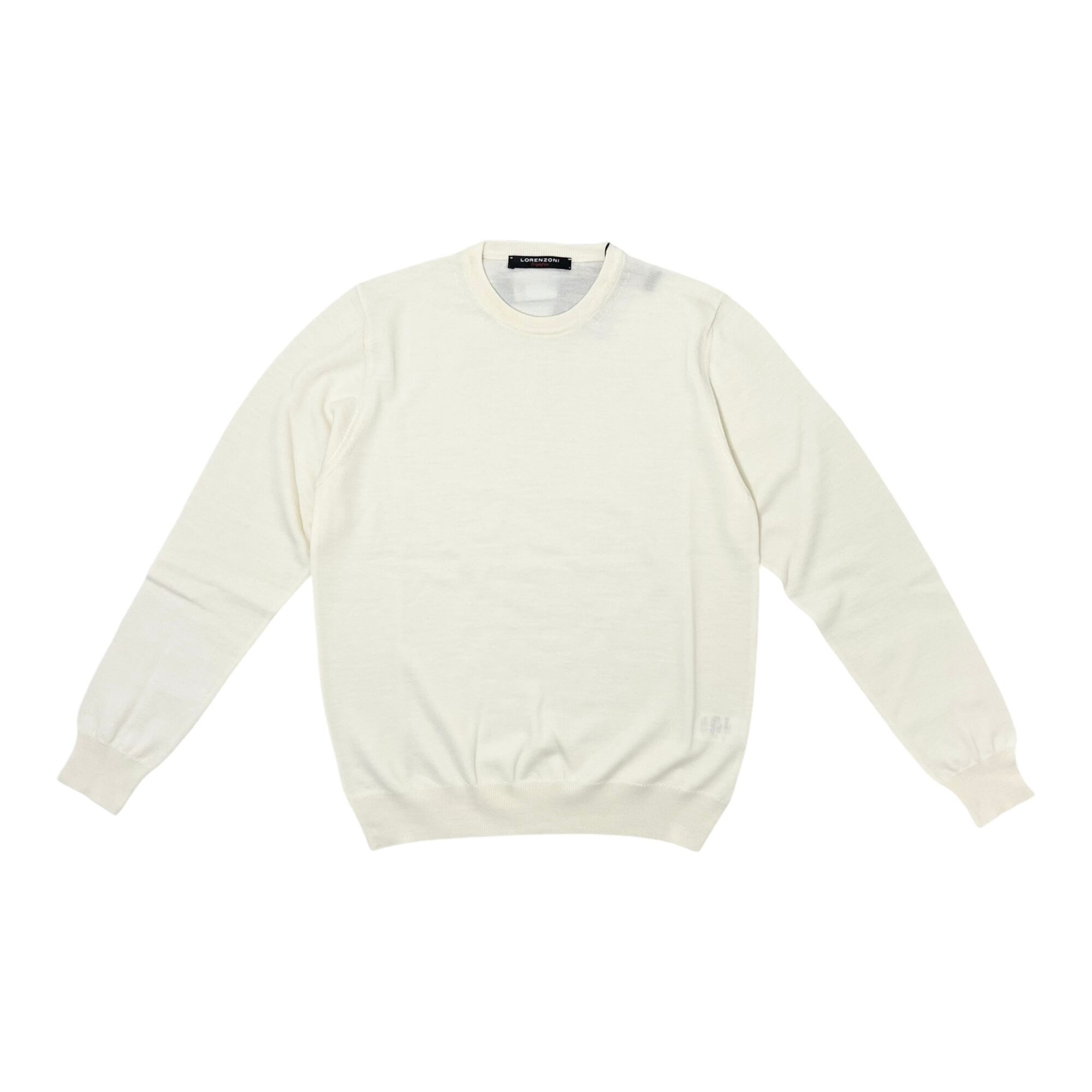 LORENZONI(ロレンツォーニ) Washable Wool Crewneck Sweater/WHITE