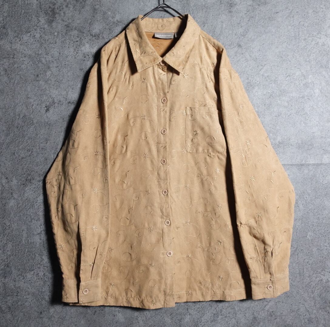 “craft&barrow” Beige Peach Skin Embroidered Shirt