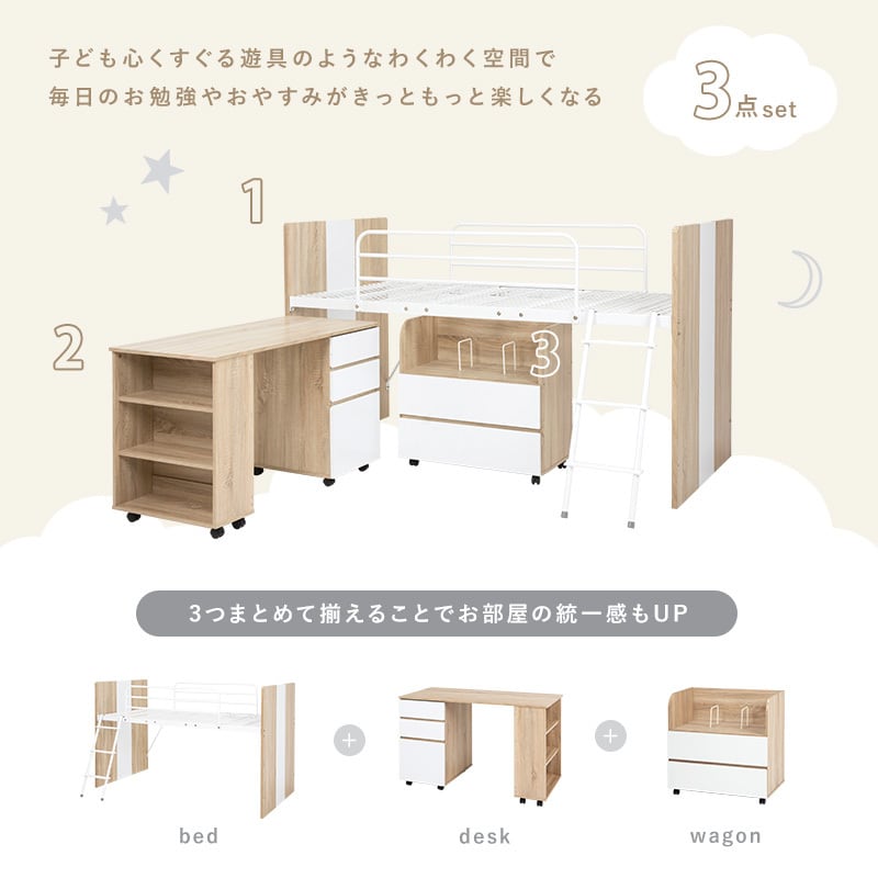 ロフトベット+学習机 dショッピング |ロフトベッド 机付き 子供 システムベッド 収納