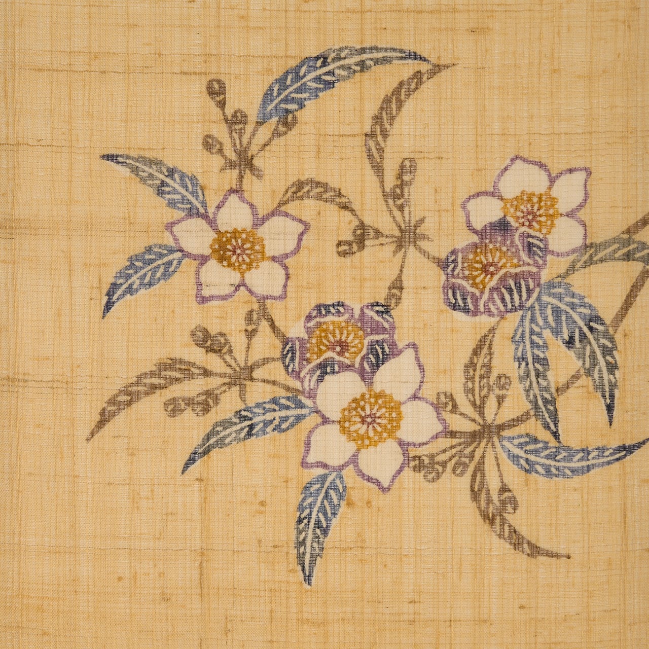 イジュの花の模様 型絵染 生紬開名古屋帯【中古】 | かわの屋