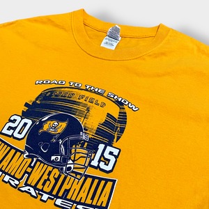 【GILDAN】高校 アメフト ロゴ プリント Tシャツ LARGE pewamo westphalia football ギルダン イエロー US古着