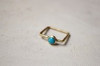 スクエアリング/真鍮/ターコイズ　