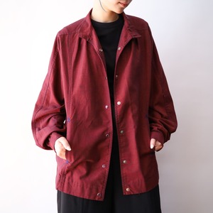 90s' wine red color open collar shirt jacket
