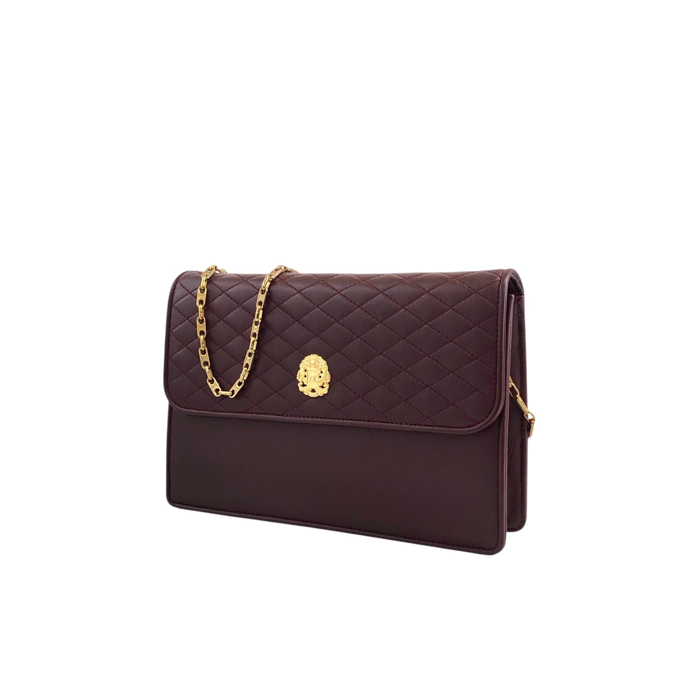 CELINE セリーヌ ショルダーバッグ ボルドー エンブレム レザー CELINE セリーヌ ショルダーバッグ ボルドー エンブレム レザー