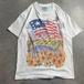 90s USA製 ひまわり 向日葵 国旗 絵 アートvintage Tシャツ