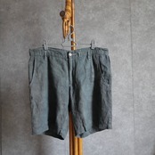 80~90s cotton×linen black safari shorts