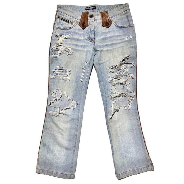 “DIRTY” y2k DOLCE&GABBANA logo metal plate crush denim