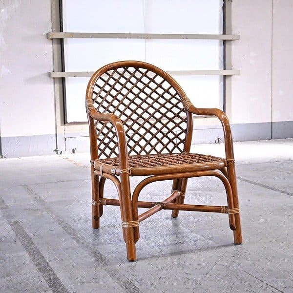 【アンティーク】籐 家具 ラタンチェア サイド棚付 ビンテージ椅子でエンジョイ