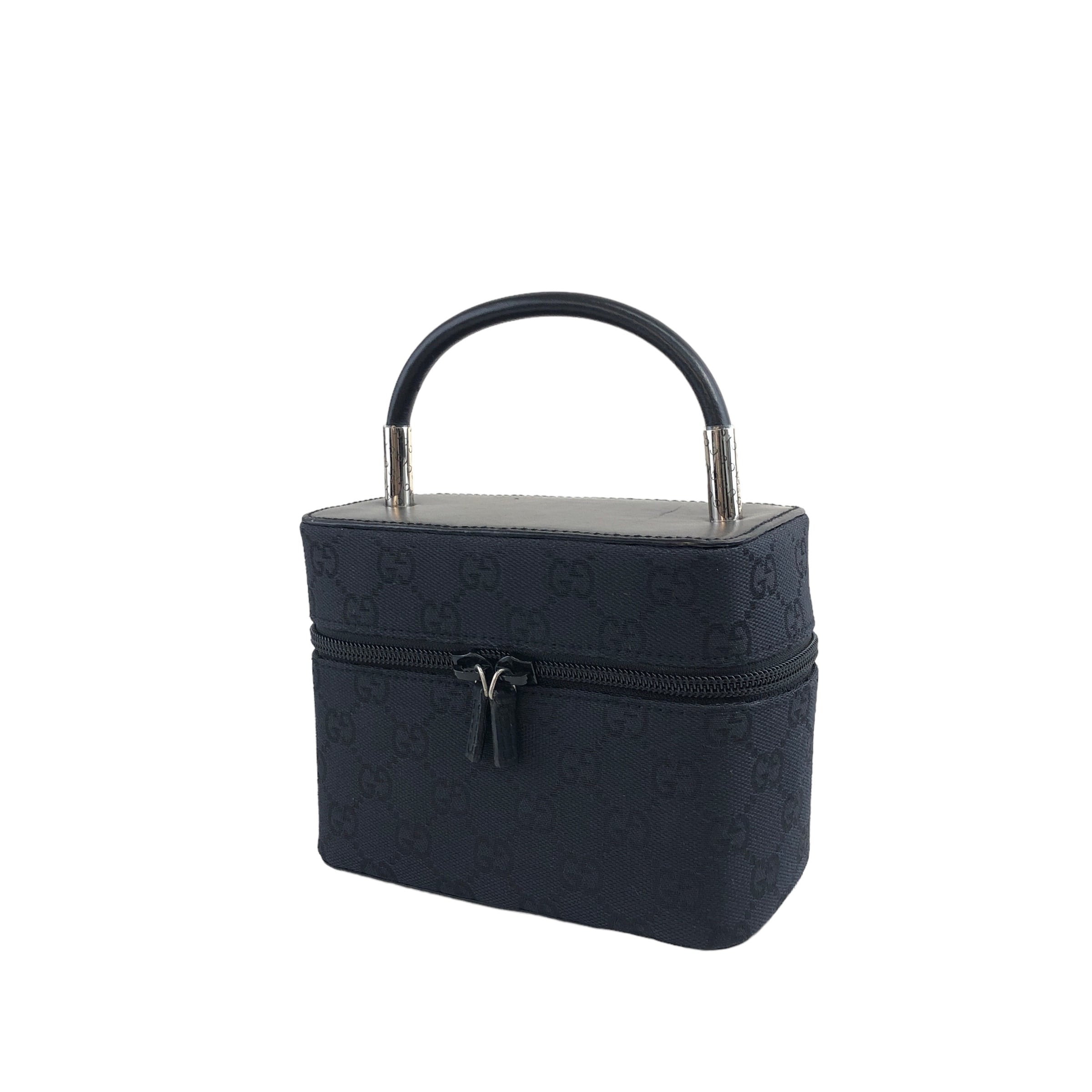 GUCCI グッチ GG柄 キャンバス バニティバッグ ハンドバッグ ブラック