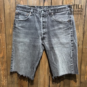 1990's  LEVI'S501 BLACK CUTOFF DENIM PANTS MDE IN USA 【サイズ表記 W33】 /  1990年代 リーバイス501 後染め カットオフ ブラックデニム アメリカ製