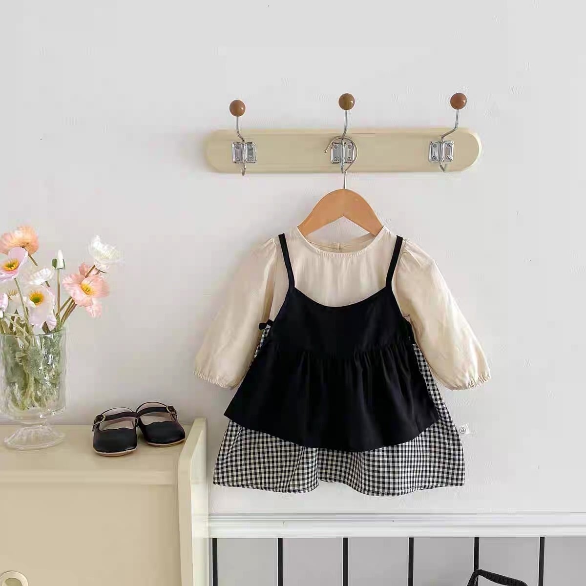 キッズ幼児女の子チェック柄ワンピースセットアップ 姉妹お揃い