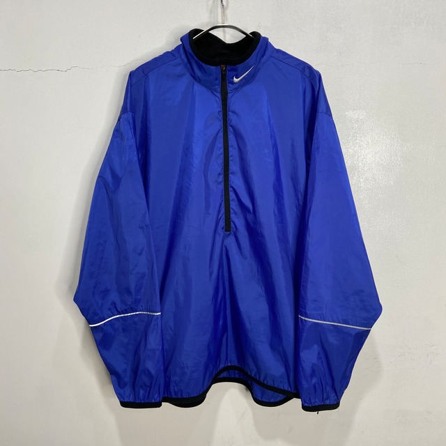 NIKE ハーフジップナイロンプルオーバー スウォッシュロゴ ブルー L