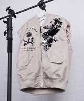 【ATELIER LINE】COOLAペイント×レースオープンジップベスト (BEIGE)　CQ-48064H