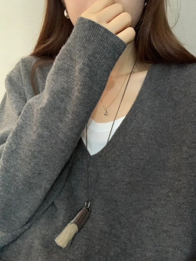 (OUNCE) laze deep v  neck  knit / 3color