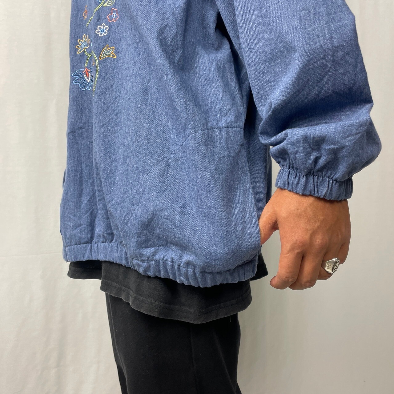 Bon Worth 花柄 刺繍 ブルゾン ジャケット メンズXL 古着 ビンテージ 