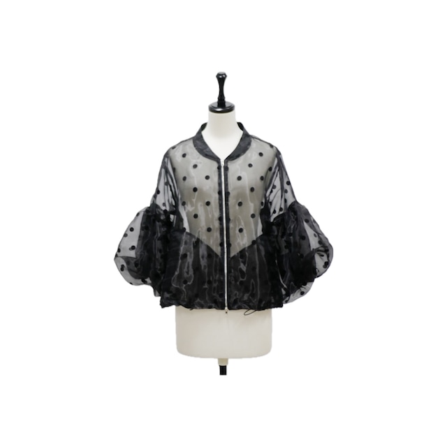 Sheer dot balloon sleeve blouson