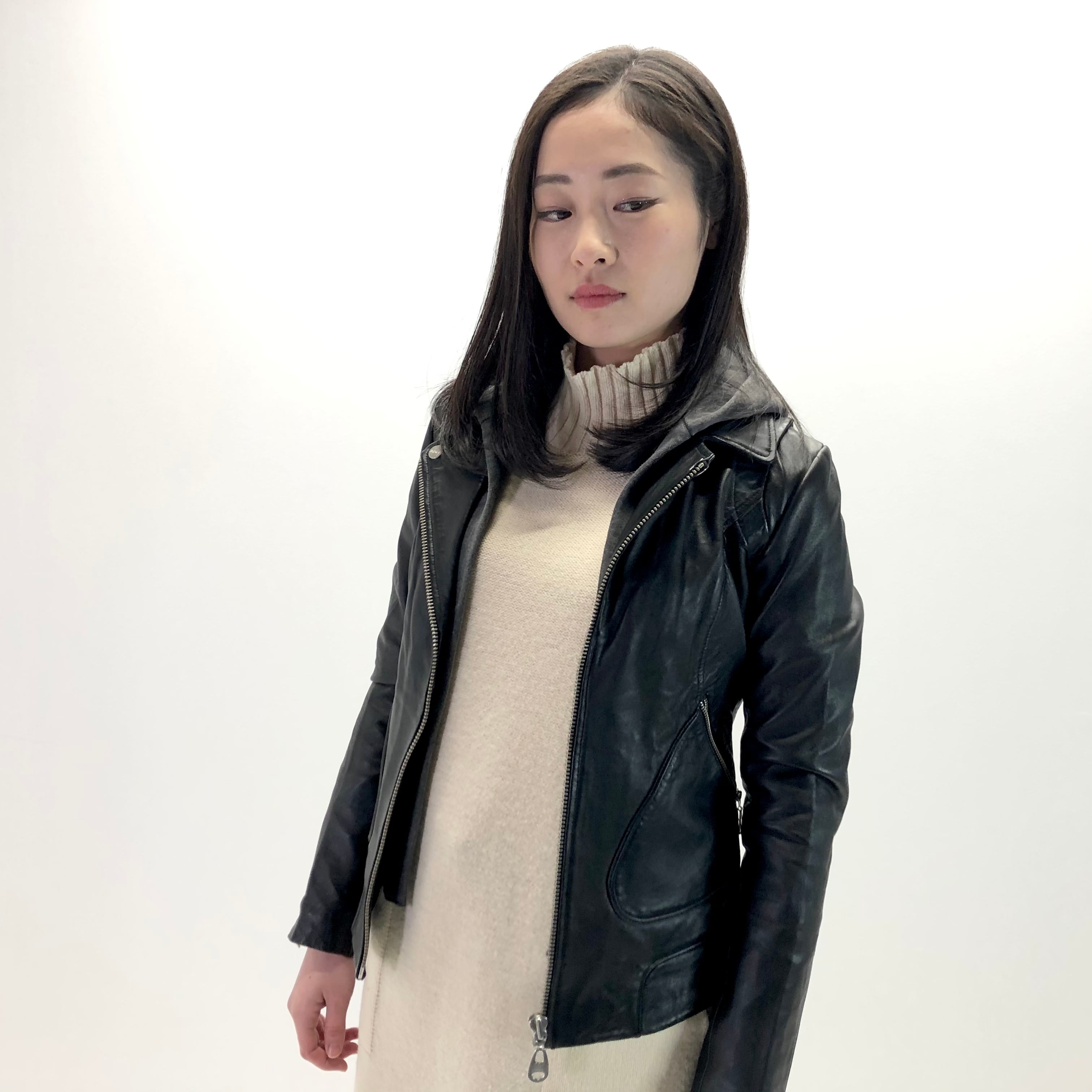 美品 DOMA ドーマ 傲慢 リアルムートン ライダースジャケット レザー 