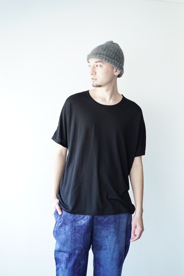 Super120s Washable Wool Jersey /  D/S Wool Tee （BLACK）