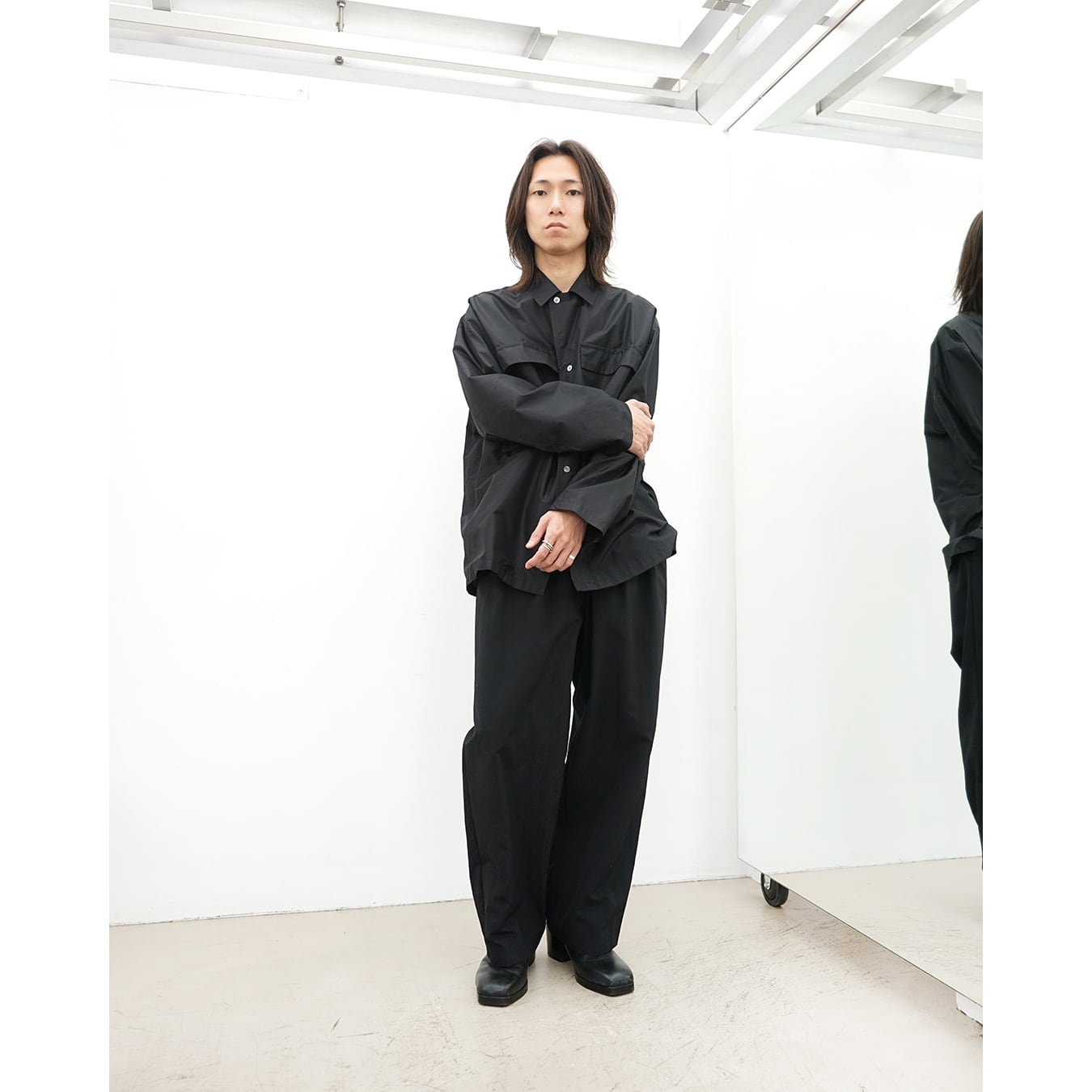 Blanc YM] (ブランワイエム) BL-25A-NSP NYLON SPINDLE PANTS (black