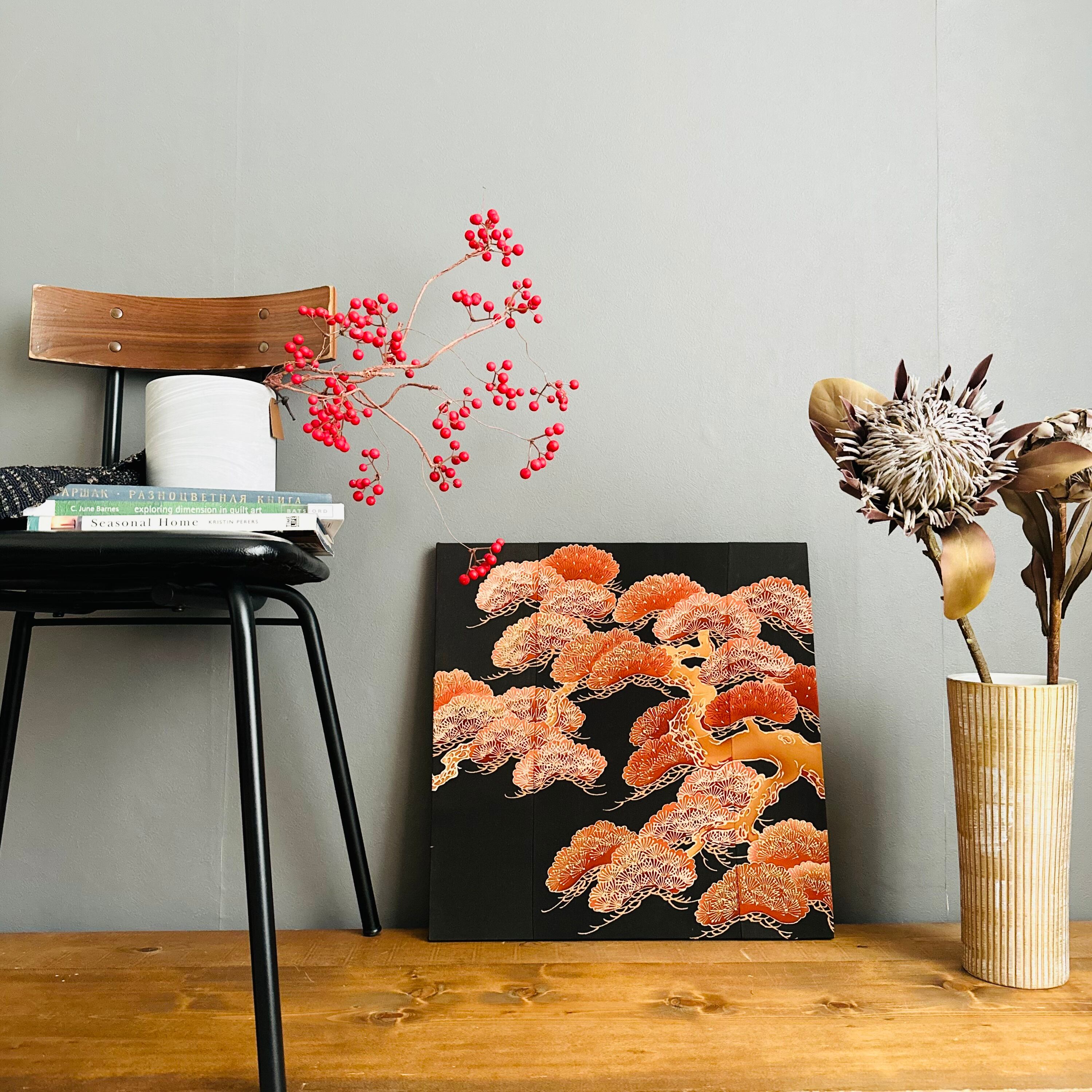 Kimono fabric panel ※45×45cm 大きな着物のファブリックパネル 漆黒に