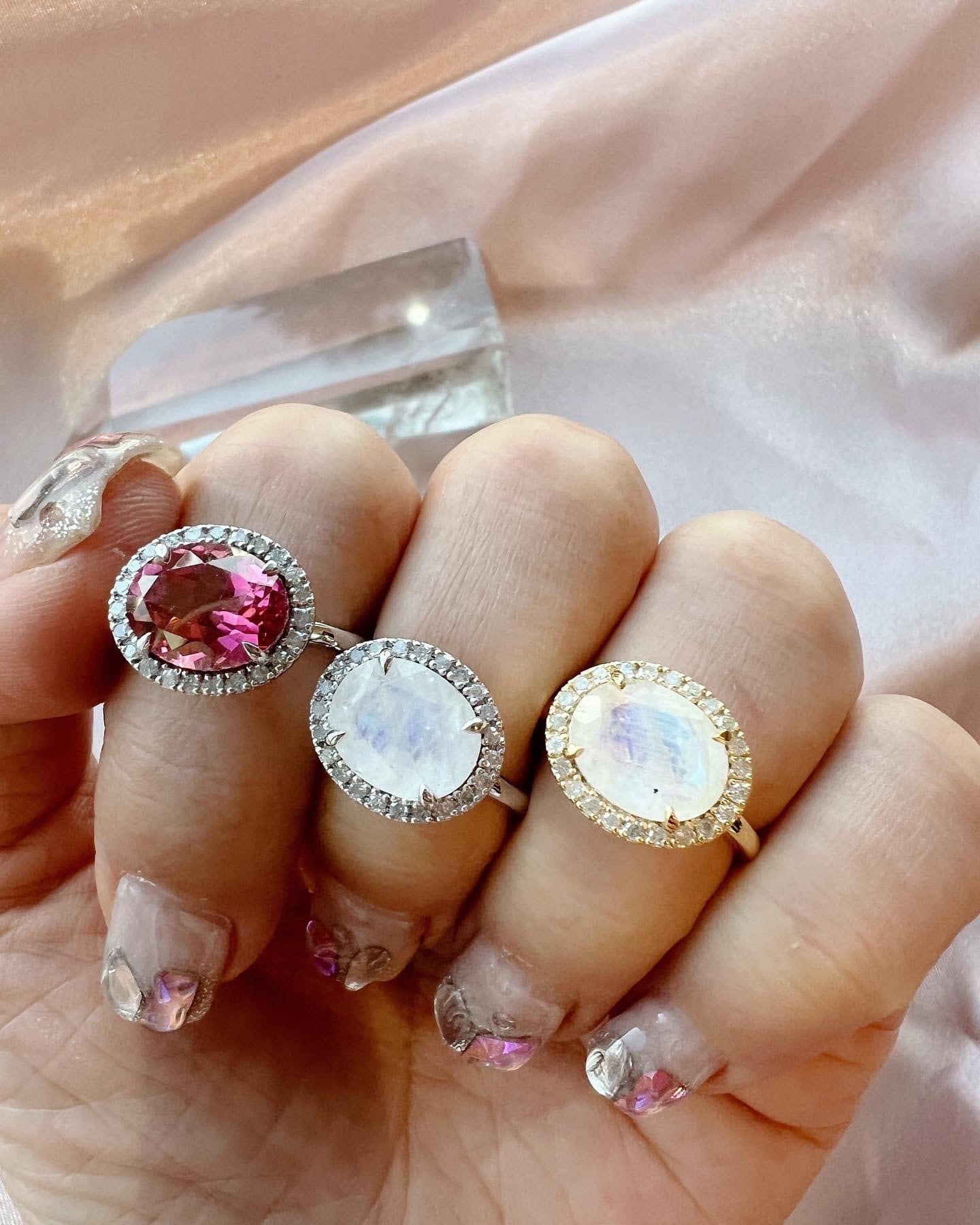 ピンクトパーズ ダイヤモンドメレリング | ＜天然石ジュエリー