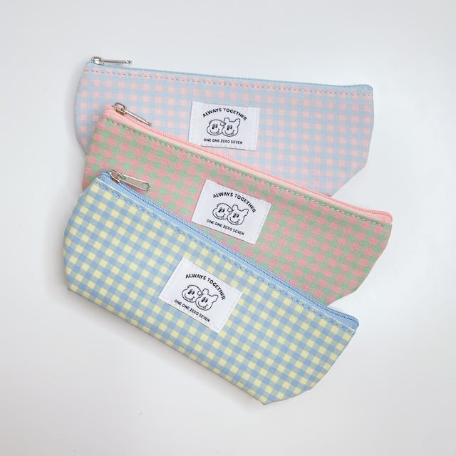 ご確認用⑱　ペンケース 1107] ゴンチル ファブリック チェック ペンケース (全3色) | moim