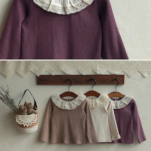 春レースフリルリブTシャツ3色