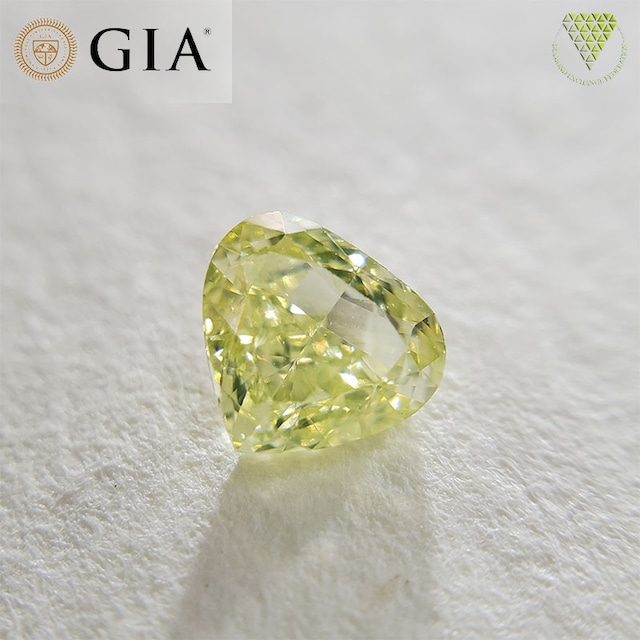 0.38 ct Fancy Green Yellow VS1 GIA 天然 グリーン イエロー ダイヤモンド ルース モデファイド ハート